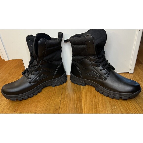 Women’s Faux Leather Lightweight Black Tactical Boots Size 43 US Size 12 NEW - Picture 4 of 7